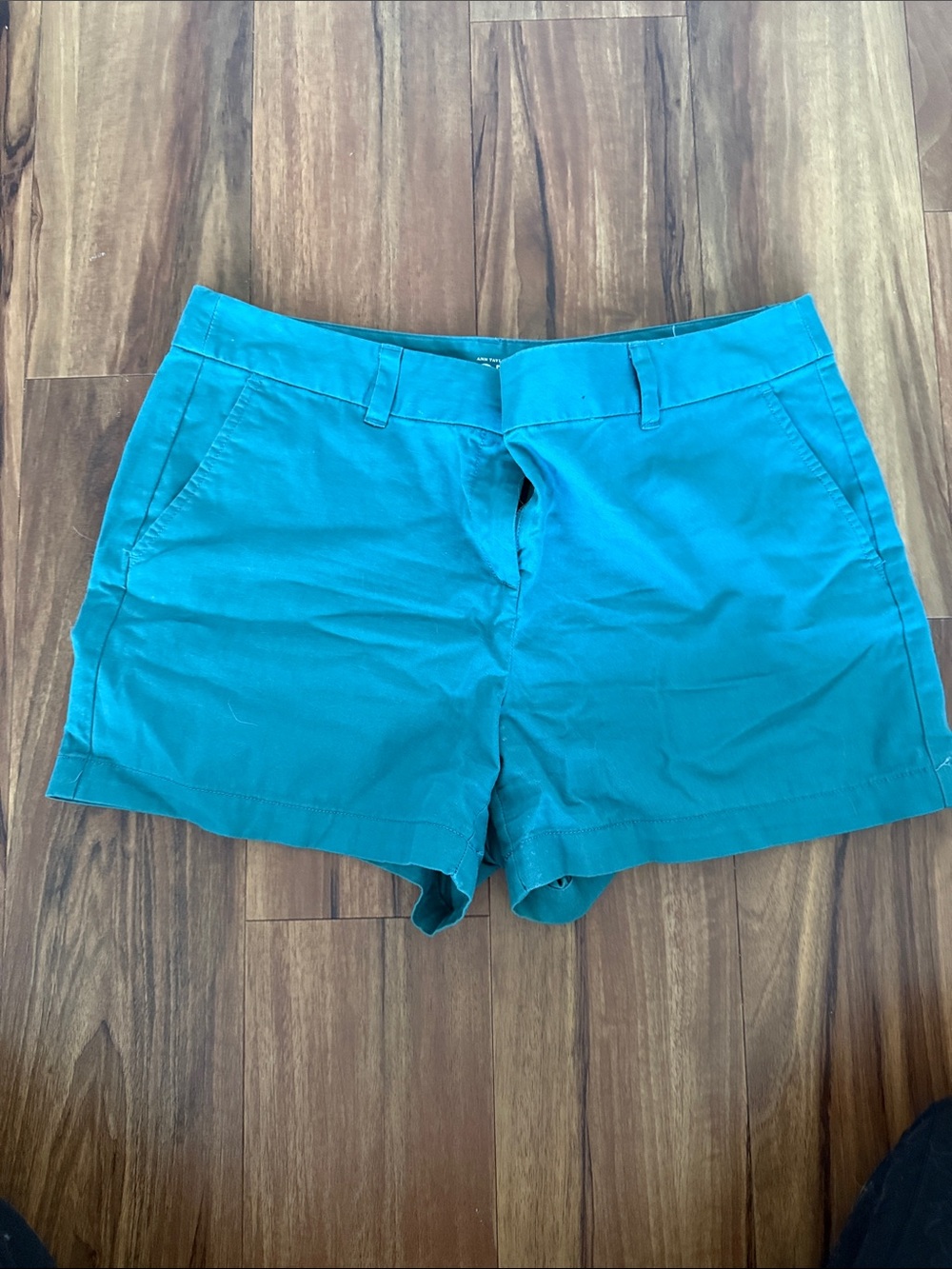 LOFT Teal Flat-Front Cotton Shorts